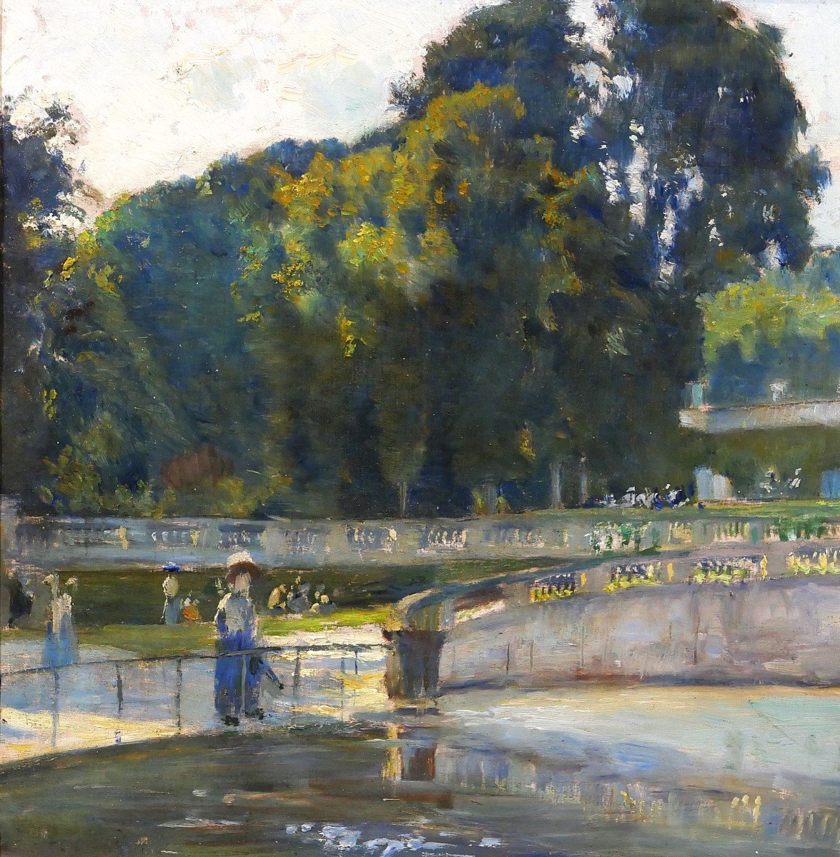 Gaston LHUER 1868-c. 1915 Saint-Cloud, le parc, tableau impressionniste, vers 1912-photo-3