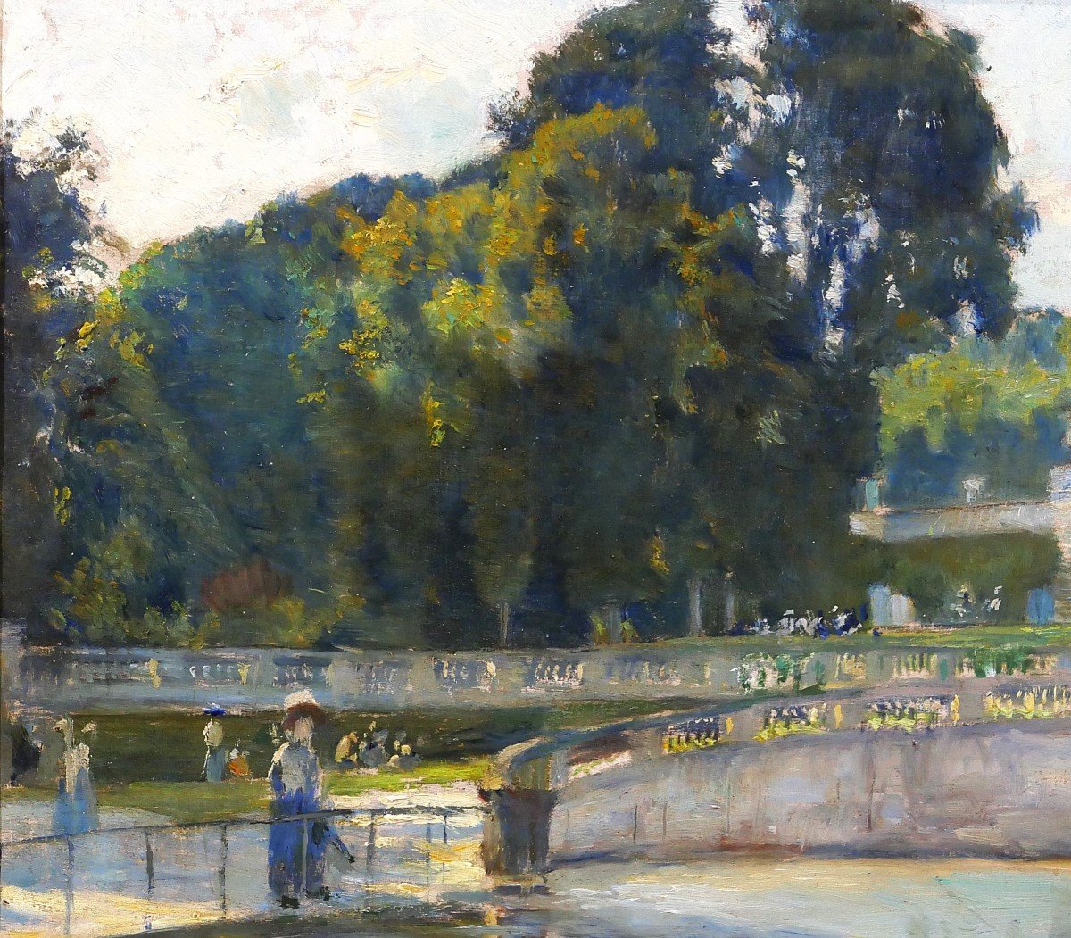 Gaston LHUER 1868-c. 1915 Saint-Cloud, le parc, tableau impressionniste, vers 1912-photo-1