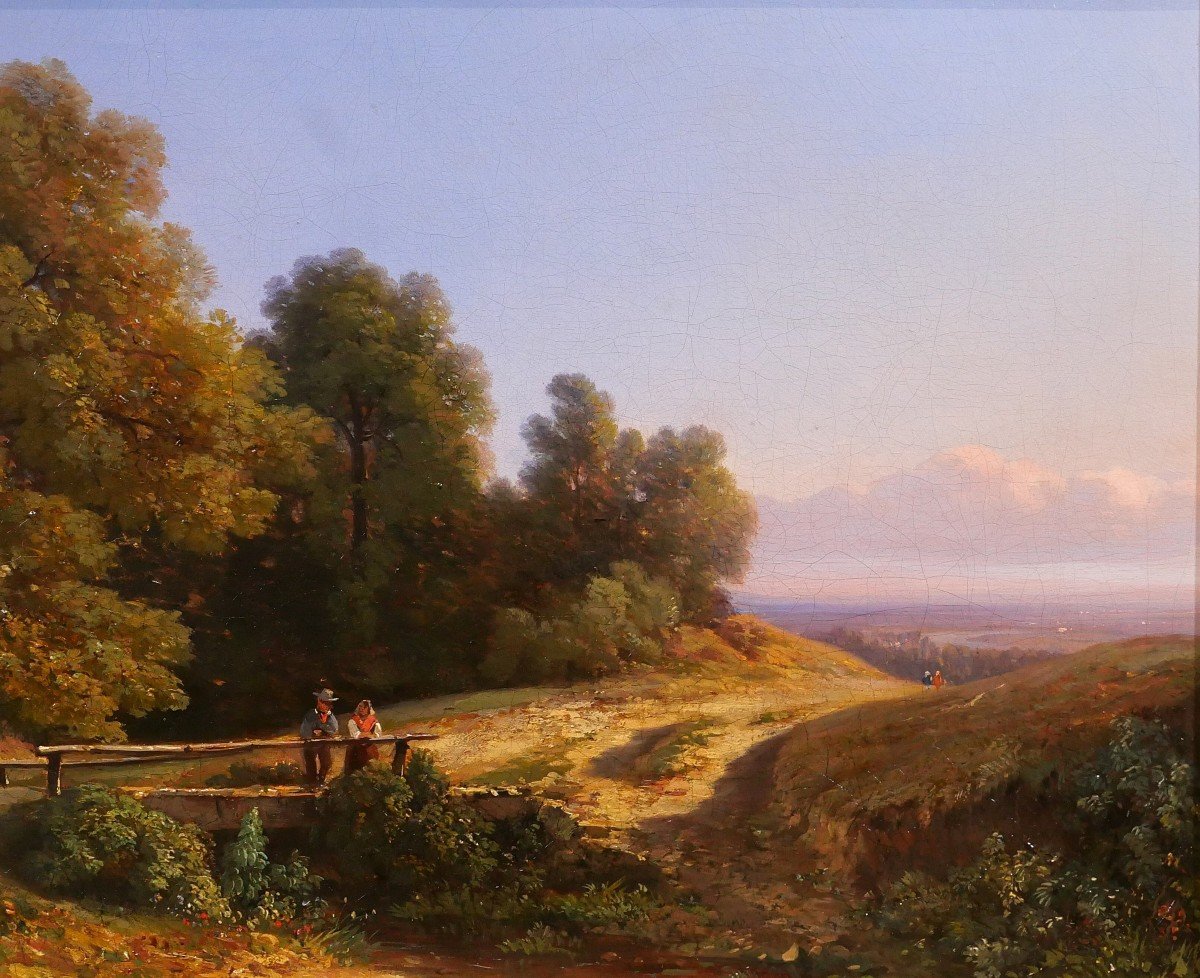 Nicolas-Pierre COLLIN 1820-1900 Belgique, paysage des environs de Liège, tableau, 1862-photo-4