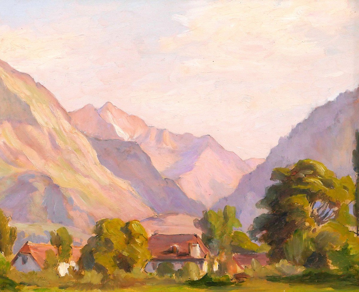 Charles WISLIN 1852-1932 Pyrénées, Argelès-Gazost, tableau, 1918, paysage montagne-photo-2