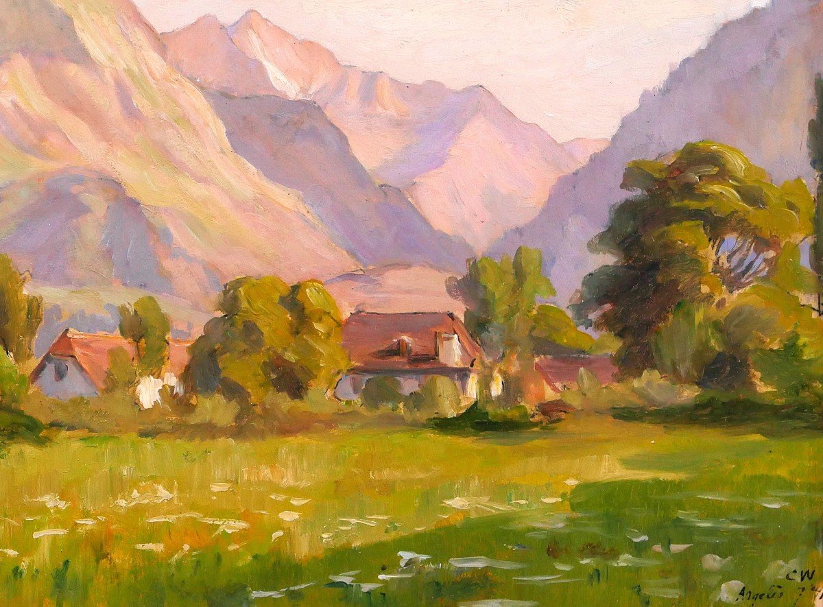 Charles WISLIN 1852-1932 Pyrénées, Argelès-Gazost, tableau, 1918, paysage montagne-photo-3