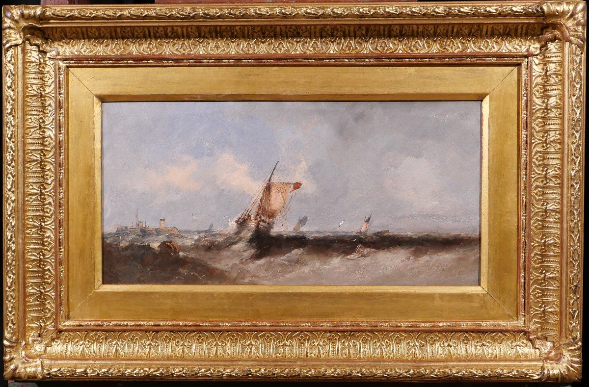 George I Chambers (attr. To) 1803-1840 English Ship After Storm, Painting, Circa 1830-40-photo-2