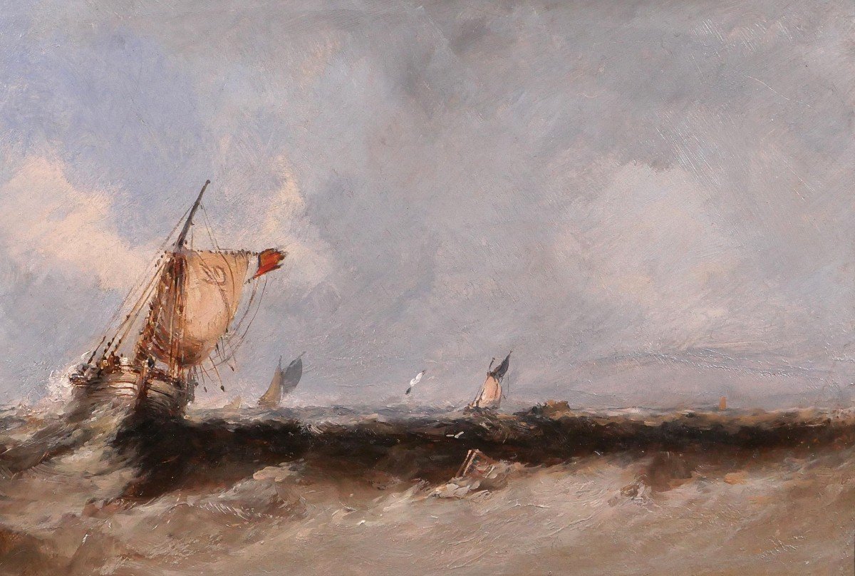 George I Chambers (attr. To) 1803-1840 English Ship After Storm, Painting, Circa 1830-40-photo-4