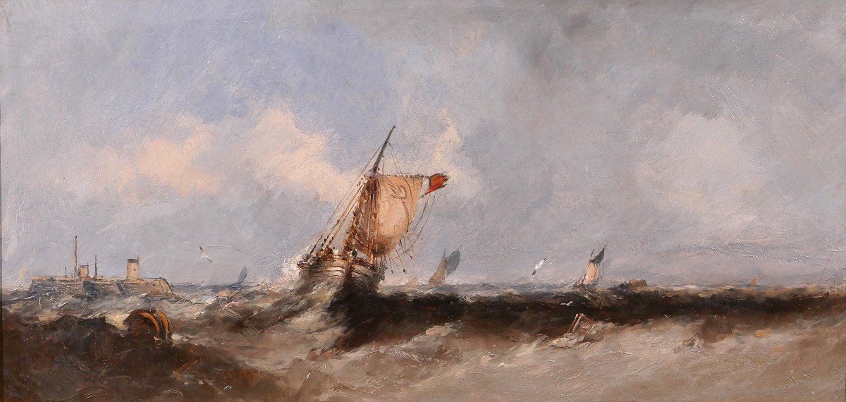 George I Chambers (attr. To) 1803-1840 English Ship After Storm, Painting, Circa 1830-40