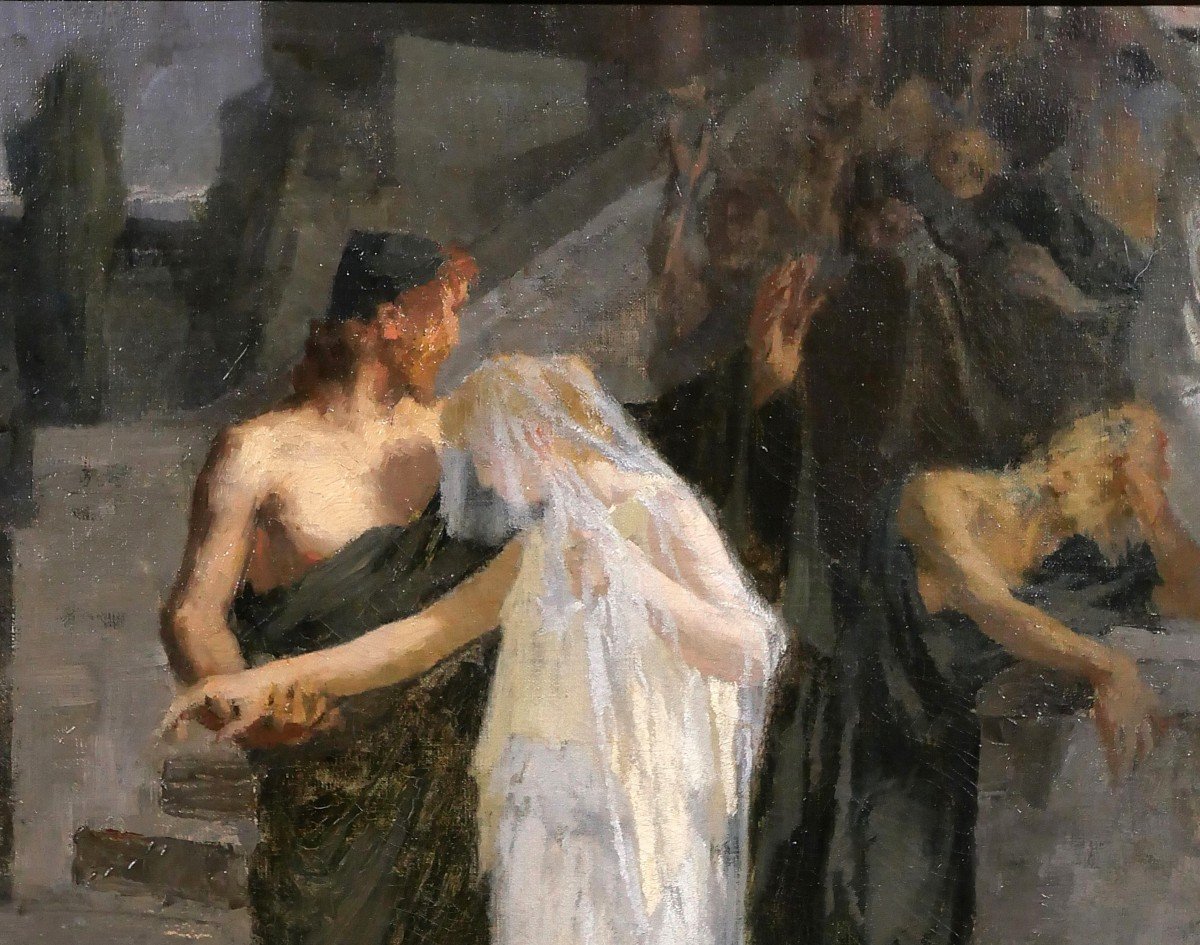 Henri Bonis 1868-1921 Ancient Scene, Ulysses And Penelope?, Painting, Circa 1890, Homer-photo-3