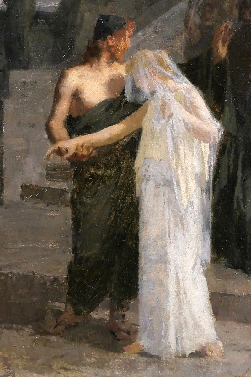 Henri Bonis 1868-1921 Ancient Scene, Ulysses And Penelope?, Painting, Circa 1890, Homer-photo-4