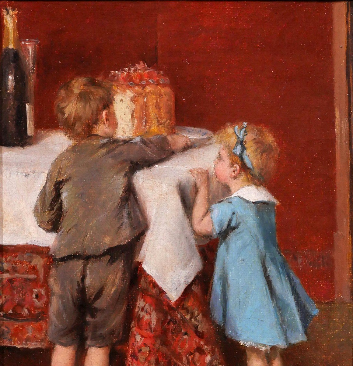 Albert Roosenboom 1848-1893 Children, Thedelicacy Of Cake, Painting, Circa 1880-90-photo-3