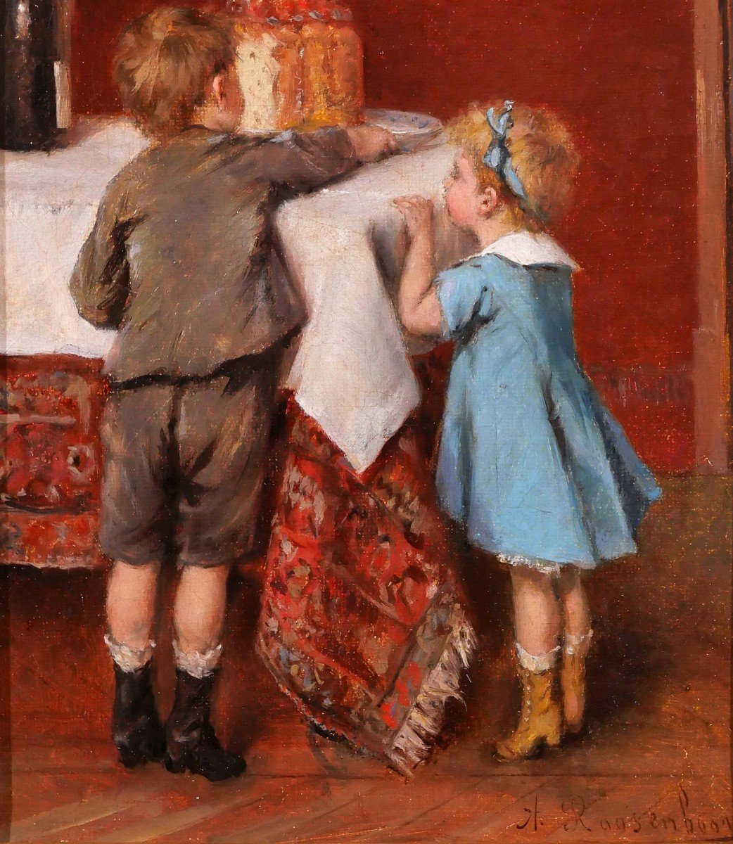 Albert Roosenboom 1848-1893 Children, Thedelicacy Of Cake, Painting, Circa 1880-90-photo-4