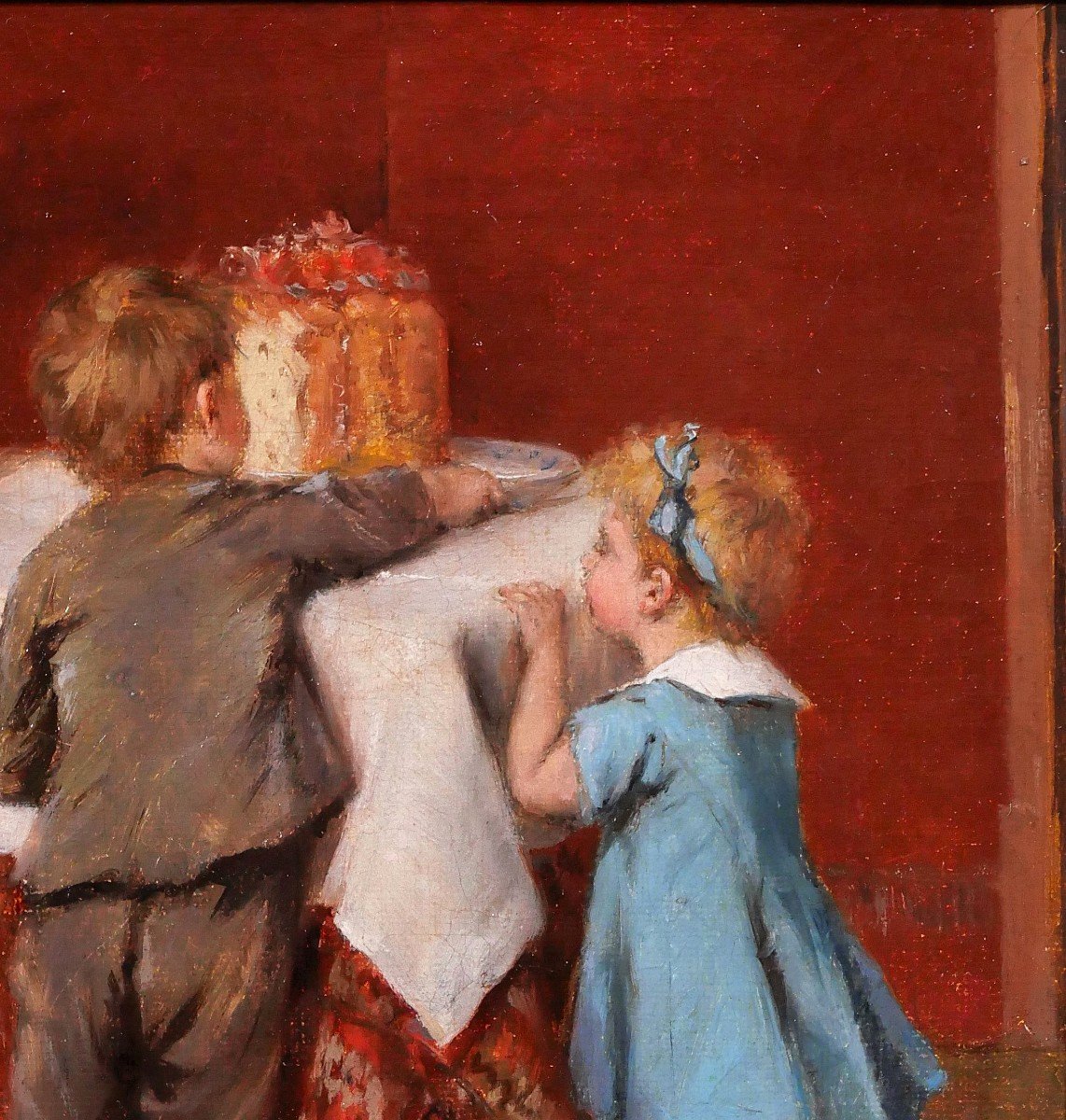 Albert Roosenboom 1848-1893 Children, Thedelicacy Of Cake, Painting, Circa 1880-90-photo-2