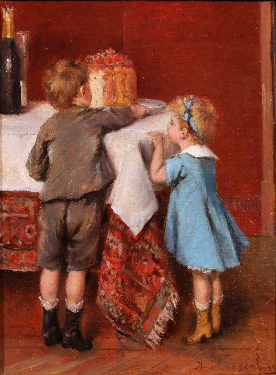 Albert Roosenboom 1848-1893 Children, Thedelicacy Of Cake, Painting, Circa 1880-90