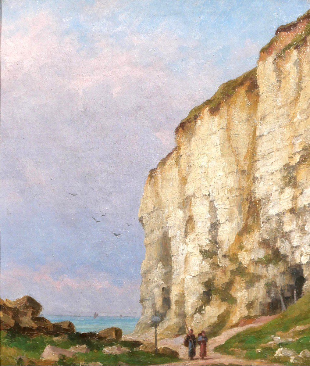 René Jouhan 1835-1927 Landscape Of Dieppe (normandy), Painting, Circa 1890-1900-photo-3