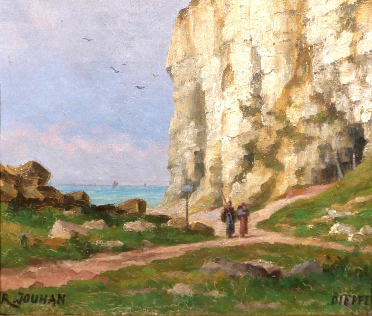 René Jouhan 1835-1927 Landscape Of Dieppe (normandy), Painting, Circa 1890-1900-photo-1