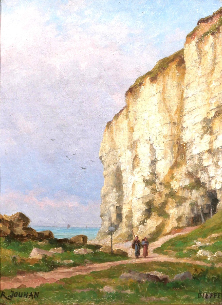 René Jouhan 1835-1927 Landscape Of Dieppe (normandy), Painting, Circa 1890-1900