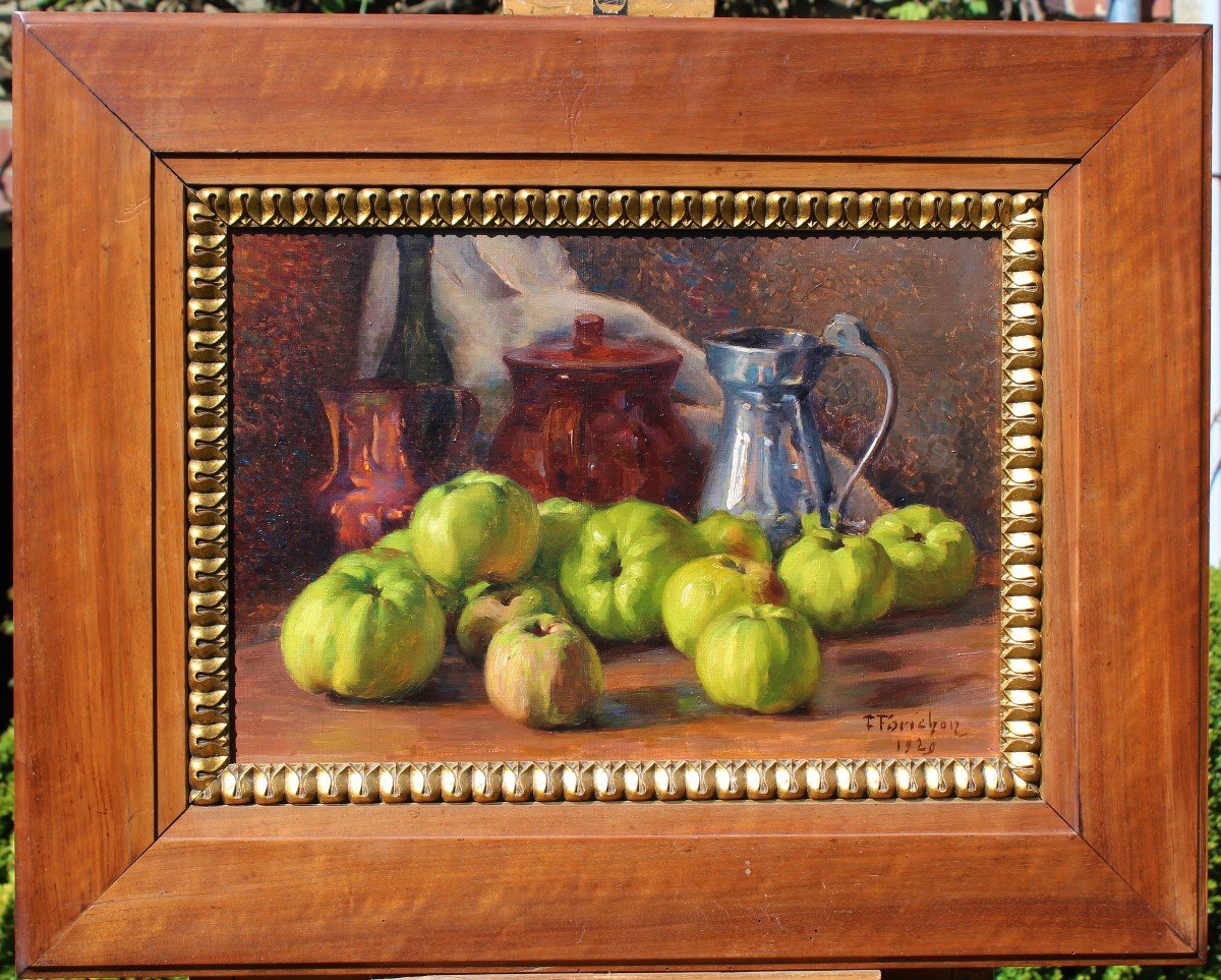 François FORICHON 1865-1952 Nature morte aux pommes, tableau, 1929-photo-2