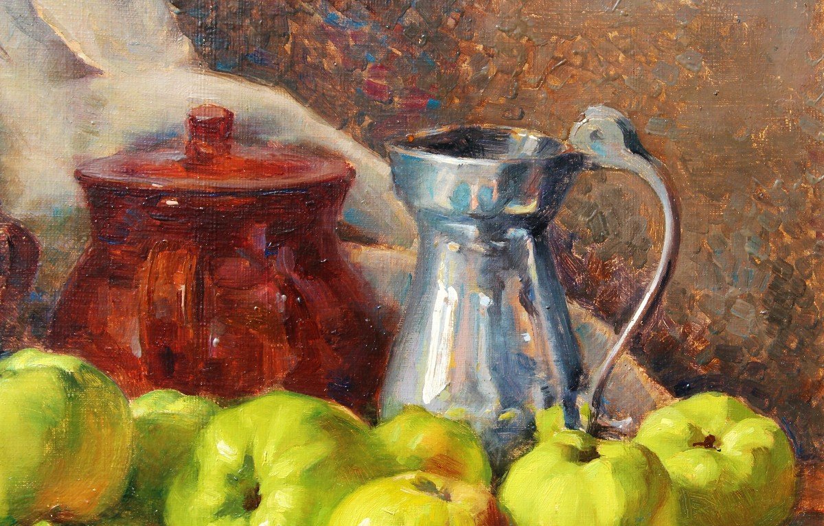 François FORICHON 1865-1952 Nature morte aux pommes, tableau, 1929-photo-4