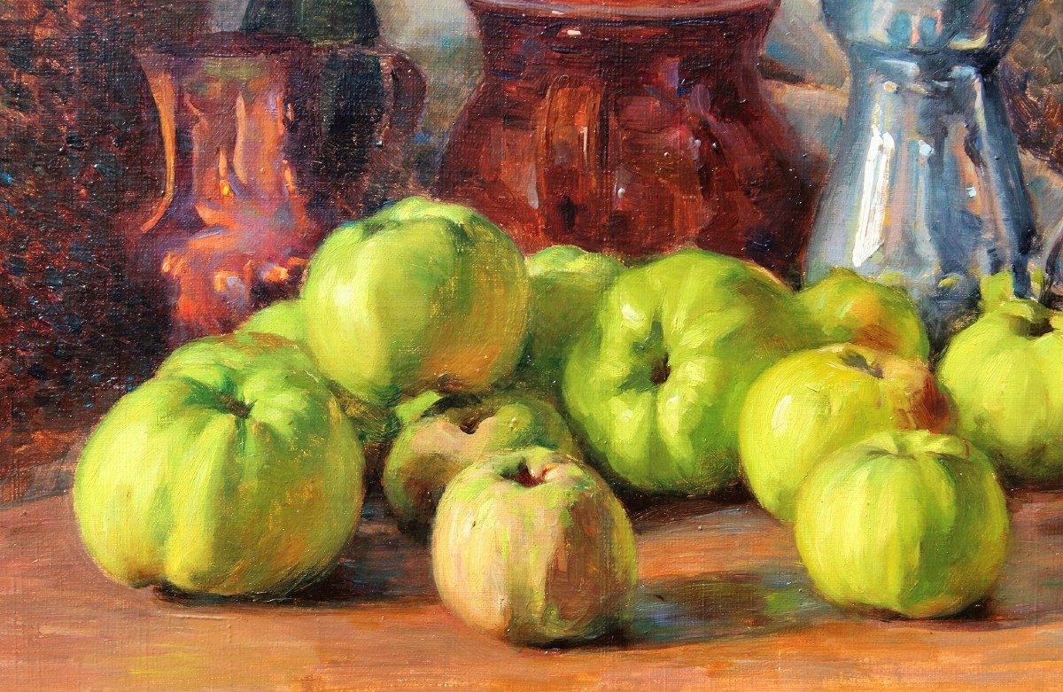 François FORICHON 1865-1952 Nature morte aux pommes, tableau, 1929-photo-2