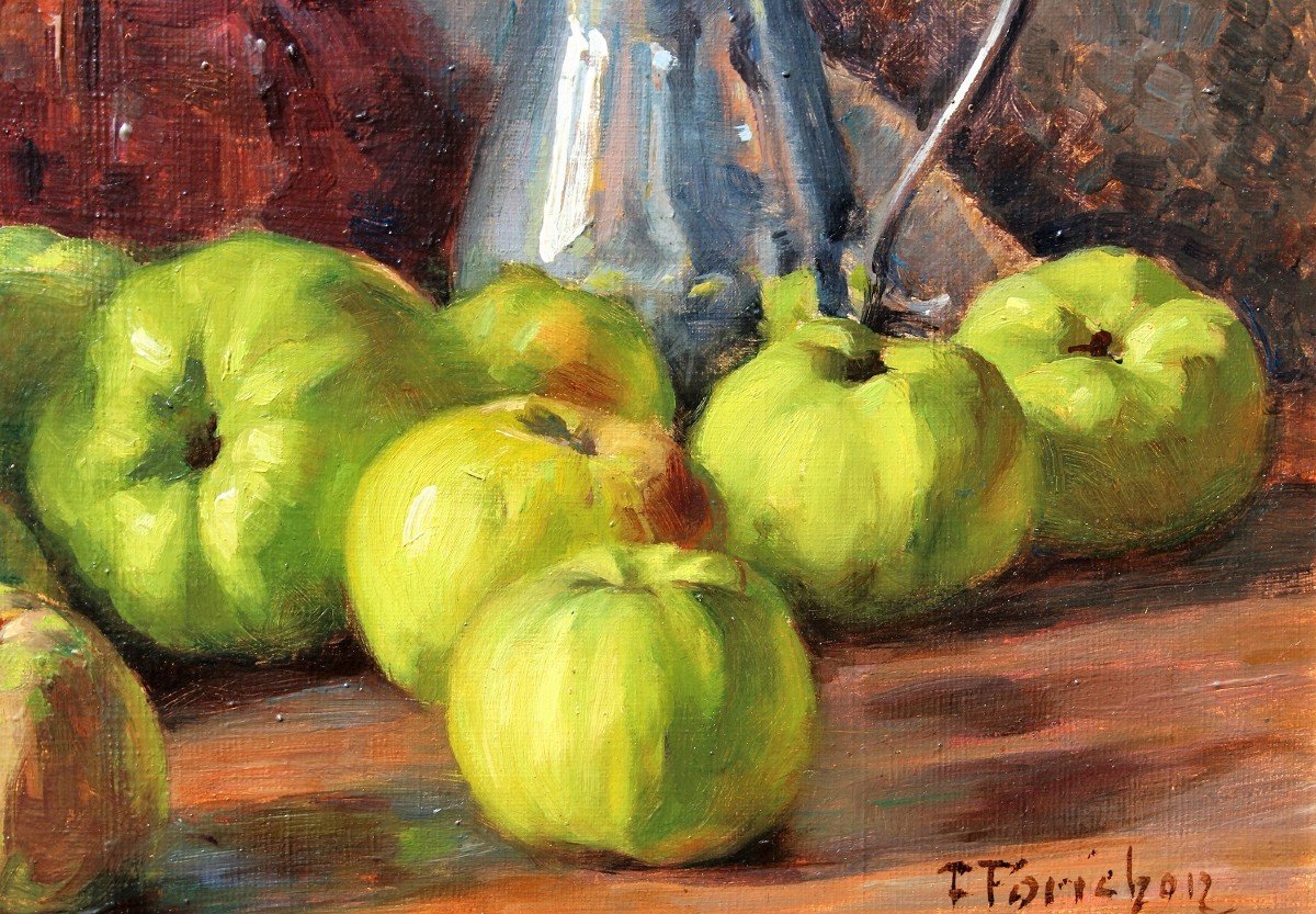 François FORICHON 1865-1952 Nature morte aux pommes, tableau, 1929-photo-4