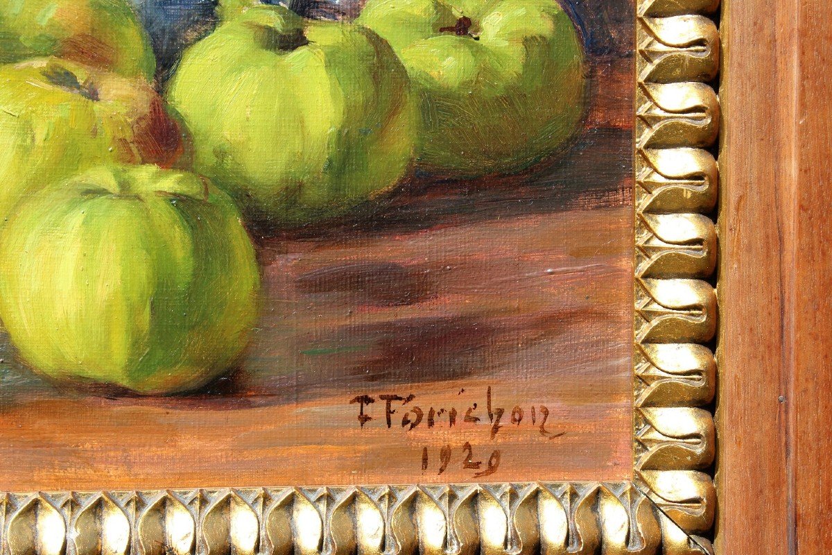 François FORICHON 1865-1952 Nature morte aux pommes, tableau, 1929-photo-6