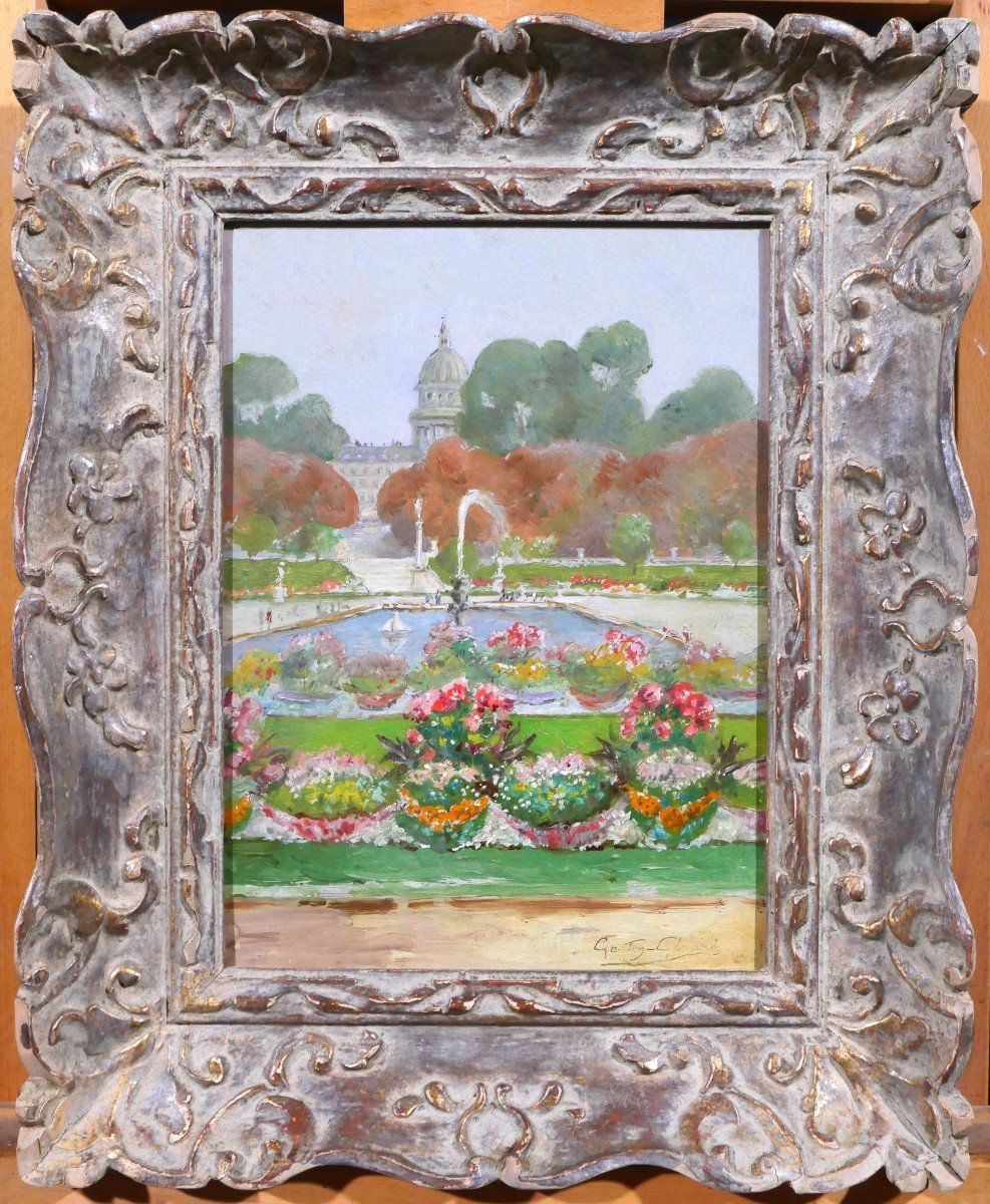 Gaston Gérard Paris, le Jardin du Luxembourg et le Panthéon, tableau, vers 1885-90-photo-2