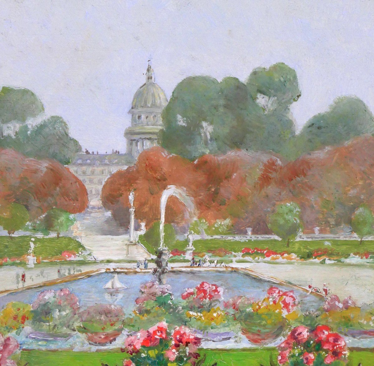 Gaston Gérard Paris, The Luxembourg Gardens And The Pantheon, Painting, Circa 1885-90-photo-3