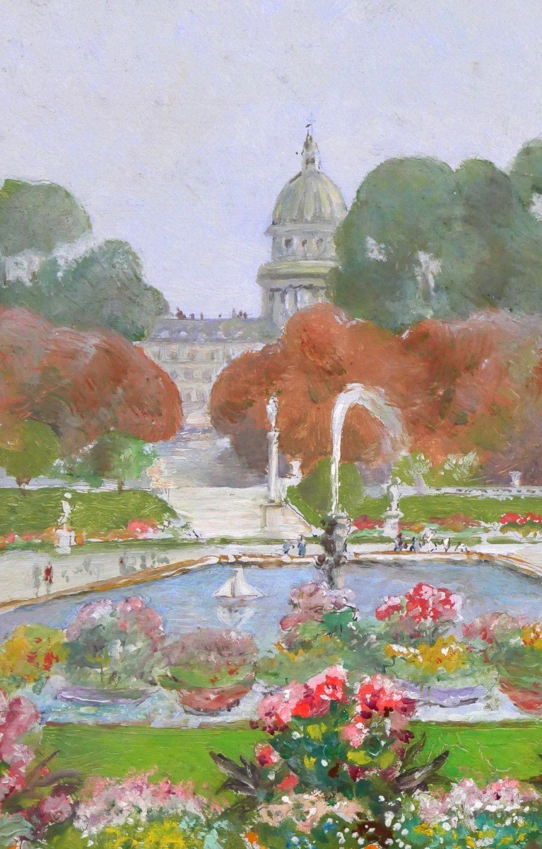 Gaston Gérard Paris, The Luxembourg Gardens And The Pantheon, Painting, Circa 1885-90-photo-1