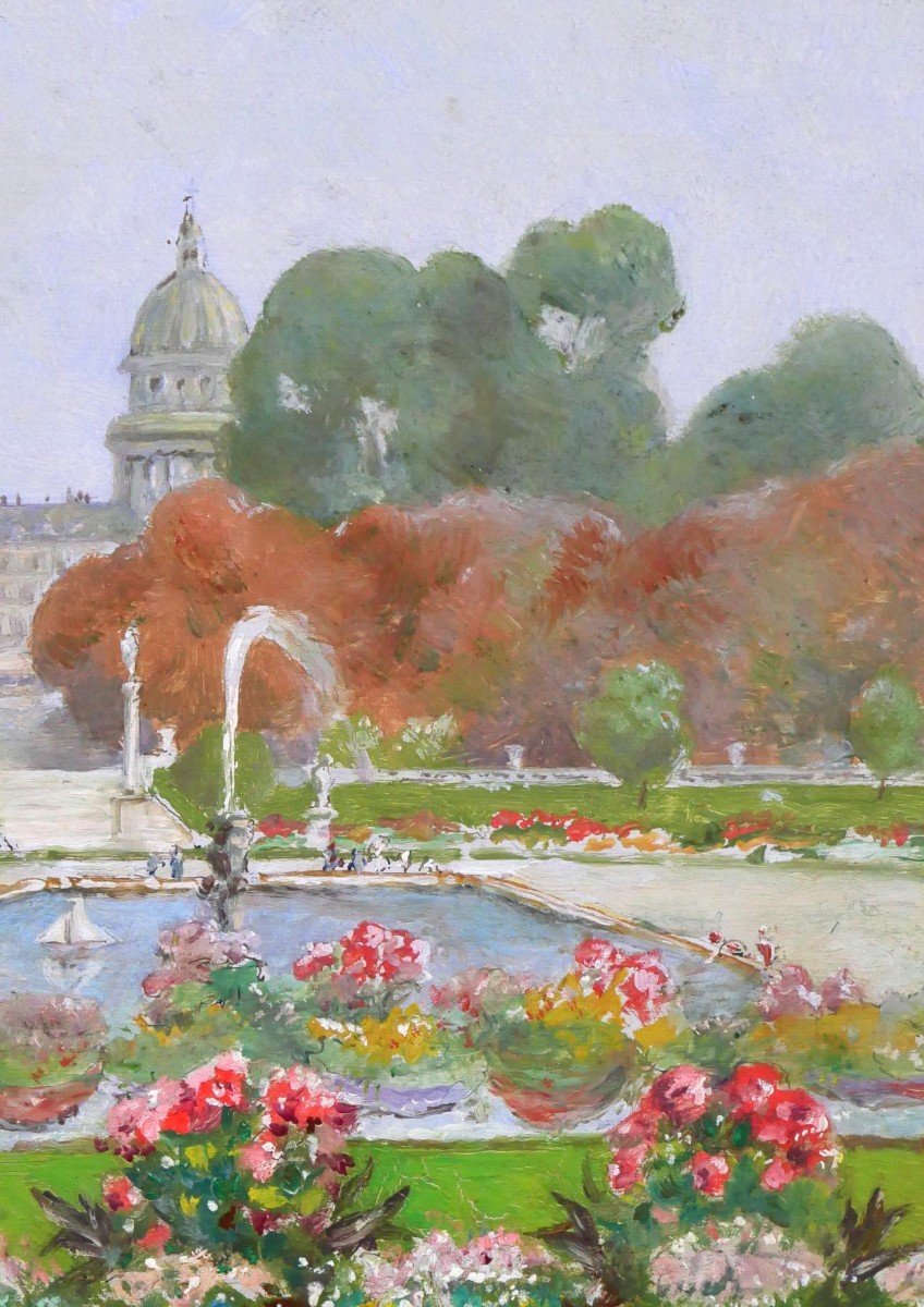 Gaston Gérard Paris, le Jardin du Luxembourg et le Panthéon, tableau, vers 1885-90-photo-2