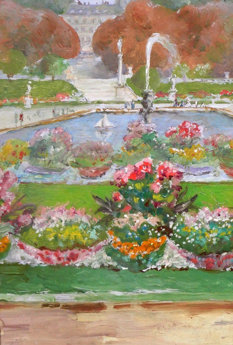 Gaston Gérard Paris, le Jardin du Luxembourg et le Panthéon, tableau, vers 1885-90-photo-3