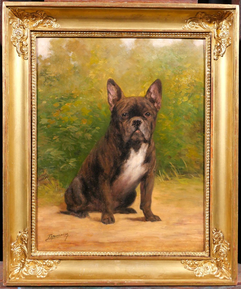 Léon Espinasse, 19th-20th, Portrait Of A Bulldog Dog, Painting, Circa 1890-1900-photo-2