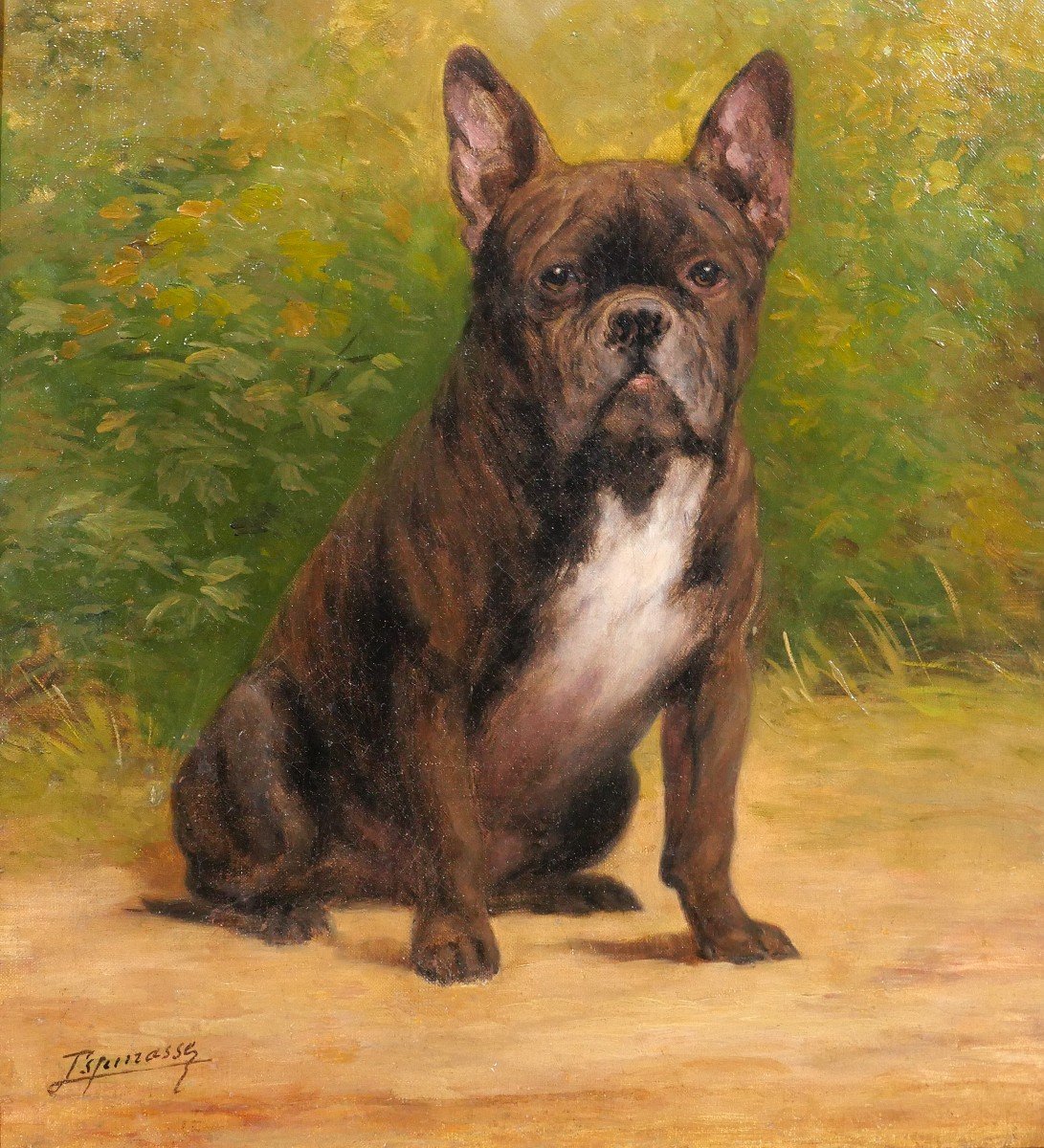 Léon Espinasse, 19th-20th, Portrait Of A Bulldog Dog, Painting, Circa 1890-1900-photo-3