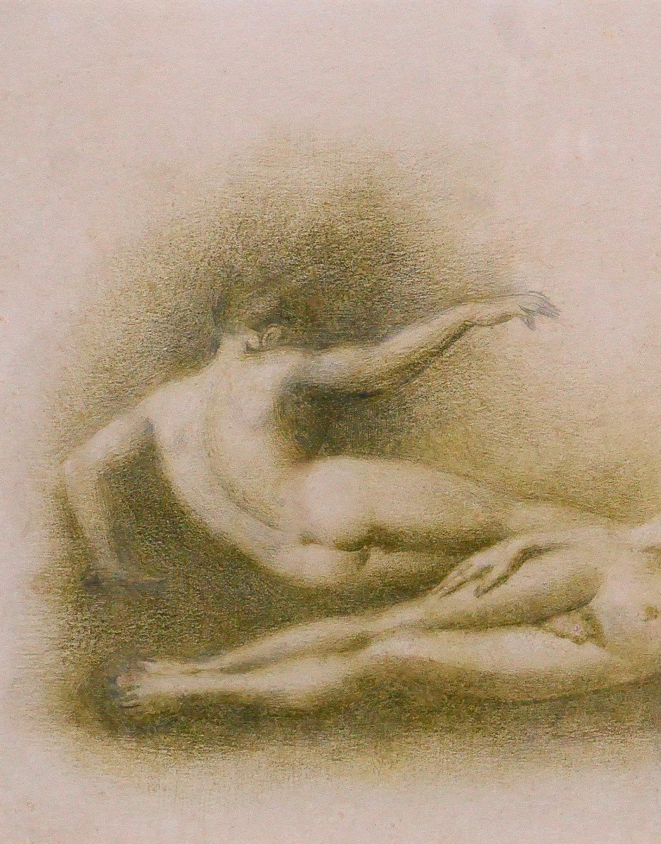 Gaston GOOR 1902-1977 Deux jeunes hommes nus, dessin, crayon sur papier, 1945-photo-3