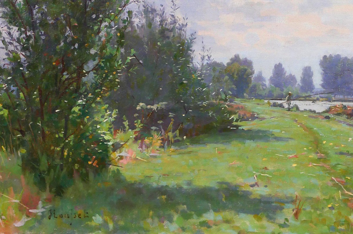 Jules ROUSSET 1840-1921 Bourgogne, paysage de l'Yonne près d'Auxerre, tableau, vers 1900-photo-4