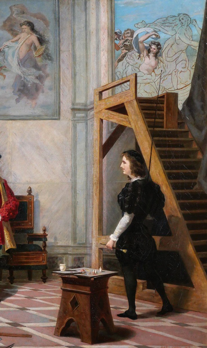 Pio Ludovico BARLAFFA, Le peintre Raphael et la Fornarina dans son atelier, tableau, 1872-photo-2