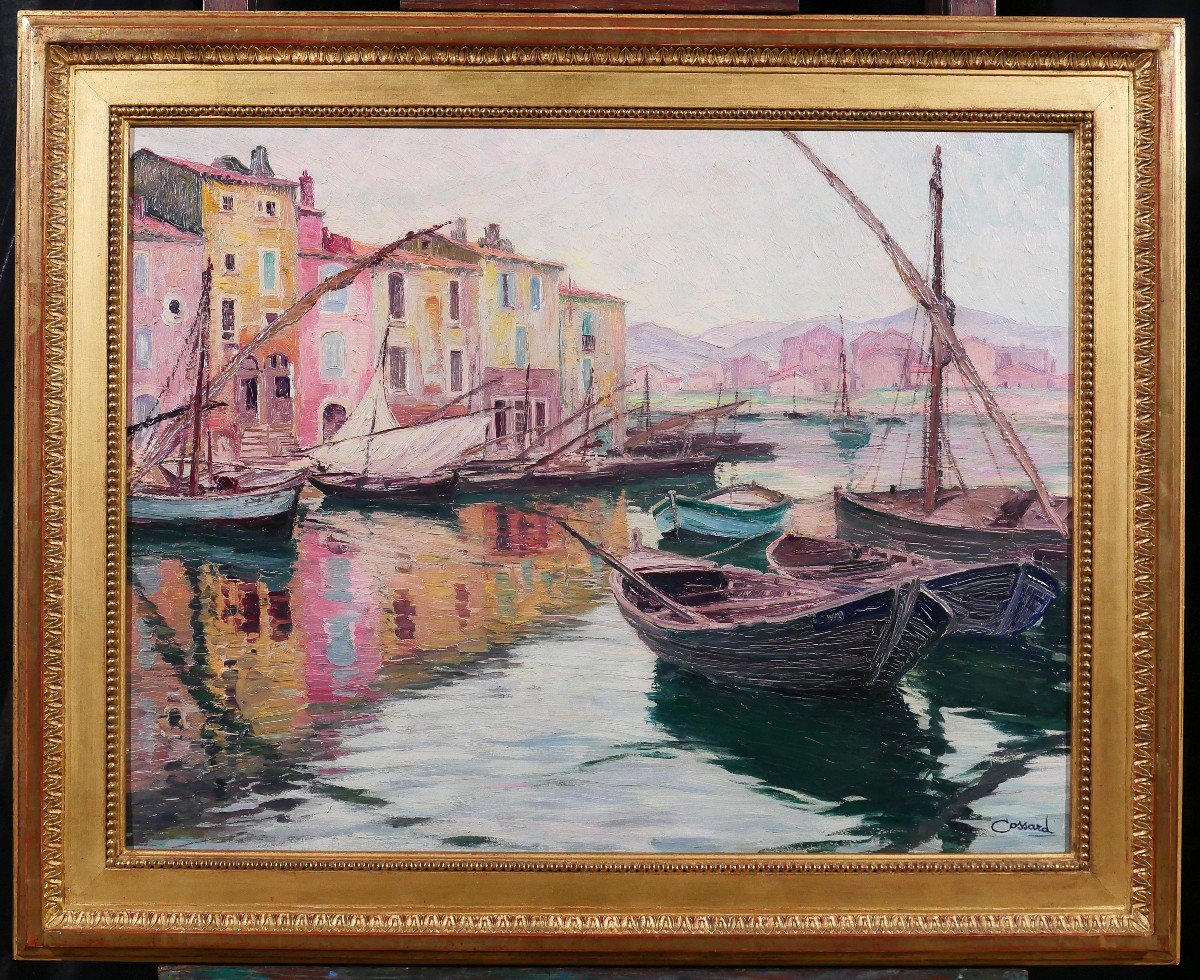 Adolphe Cossard 1880-1952, Martigues, Landscape With Boats, Painting, Circa 1930-photo-2