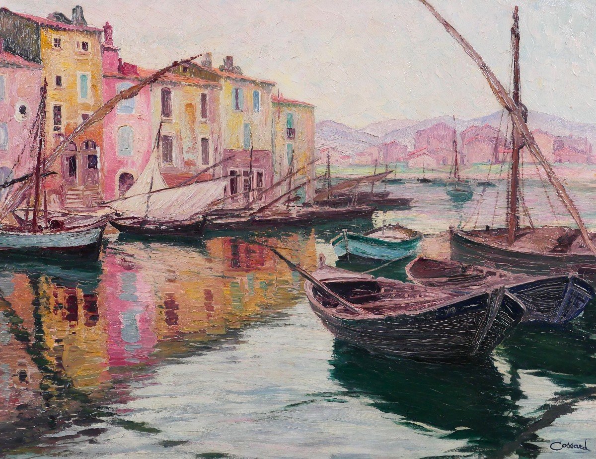 Adolphe Cossard 1880-1952, Martigues, Landscape With Boats, Painting, Circa 1930-photo-3