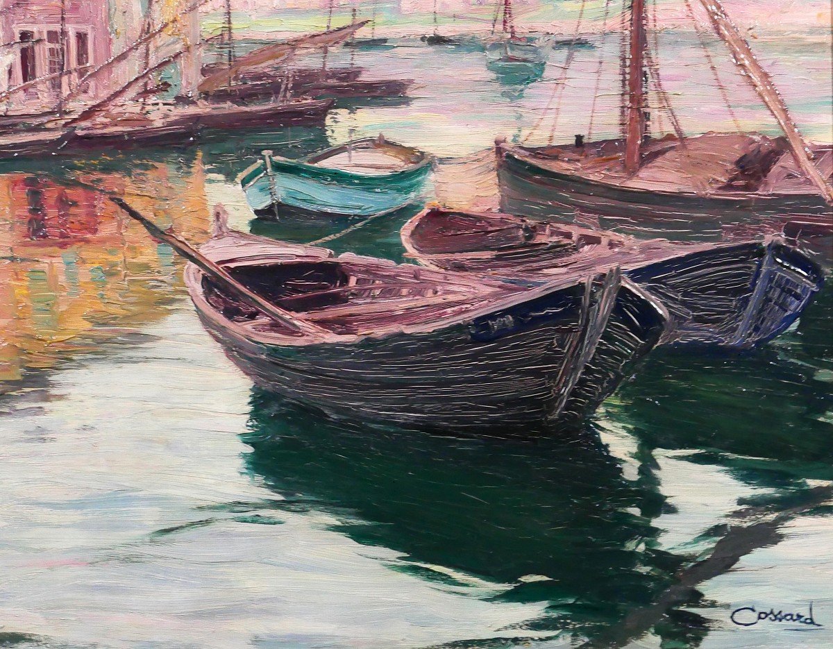 Adolphe Cossard 1880-1952, Martigues, Landscape With Boats, Painting, Circa 1930-photo-3