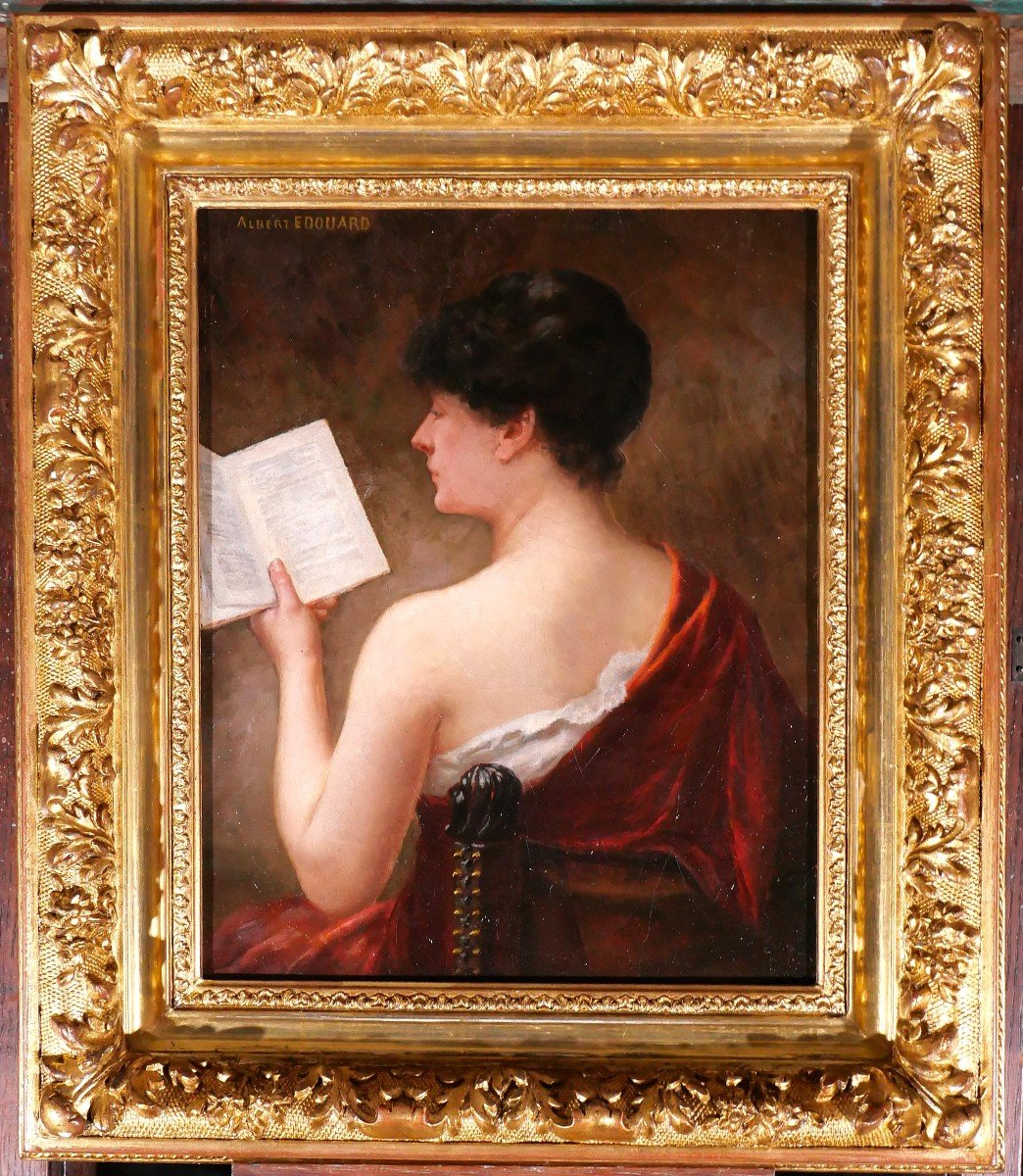 Albert-jules Edouard 1845-1919 Woman Reading A Book, Painting, Art Nouveau, Portrait-photo-2