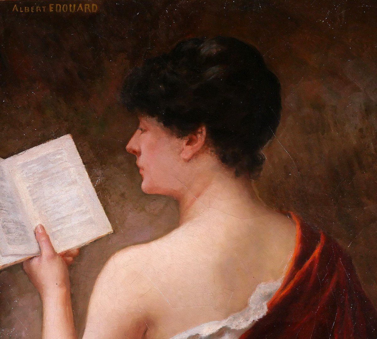 Albert-jules Edouard 1845-1919 Woman Reading A Book, Painting, Art Nouveau, Portrait-photo-3