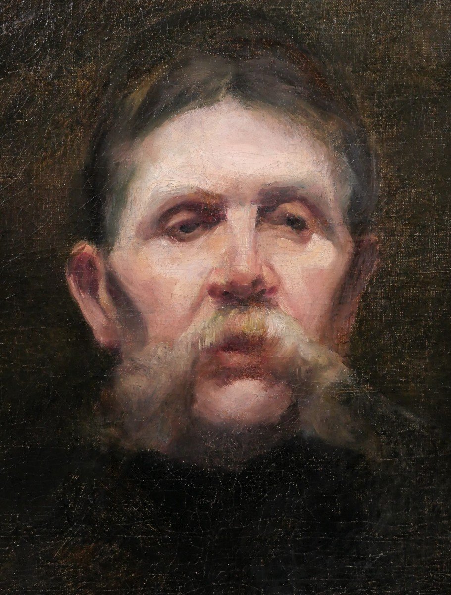 Ecole française du 19e siècle Portrait d'homme à la moustache, tableau, impressionnisme