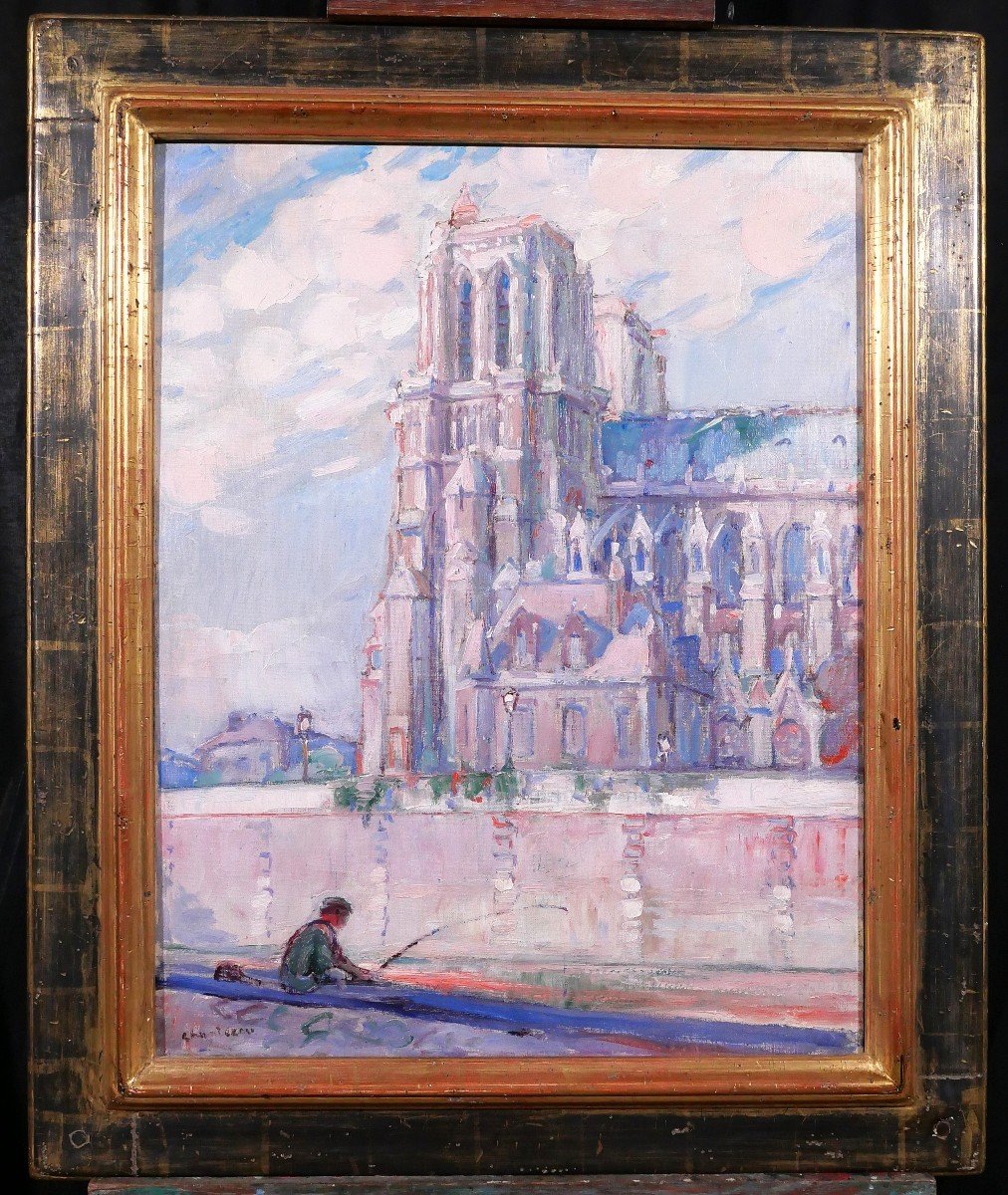 Raphaël CHANTEROU 1888-1945 Paris, la cathédrale Notre-Dame, tableau, vers 1920-30-photo-2