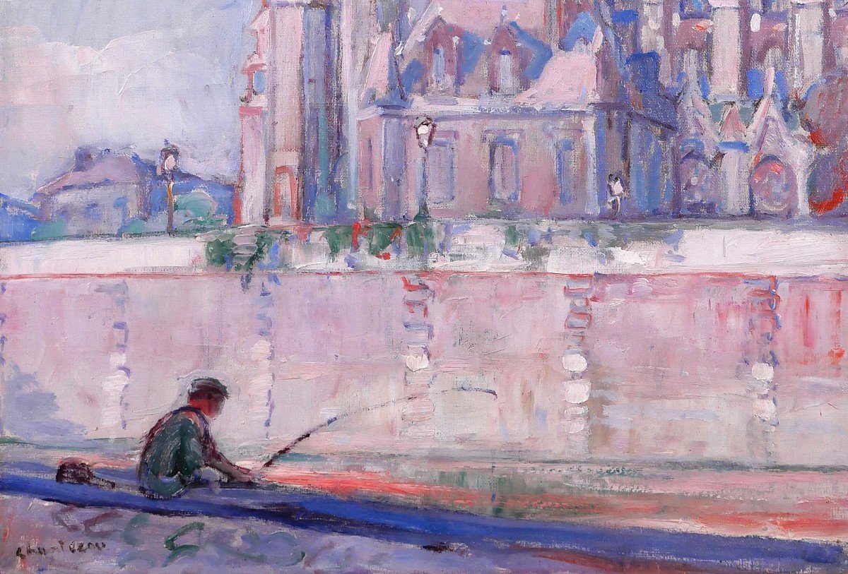 Raphaël CHANTEROU 1888-1945 Paris, la cathédrale Notre-Dame, tableau, vers 1920-30-photo-4