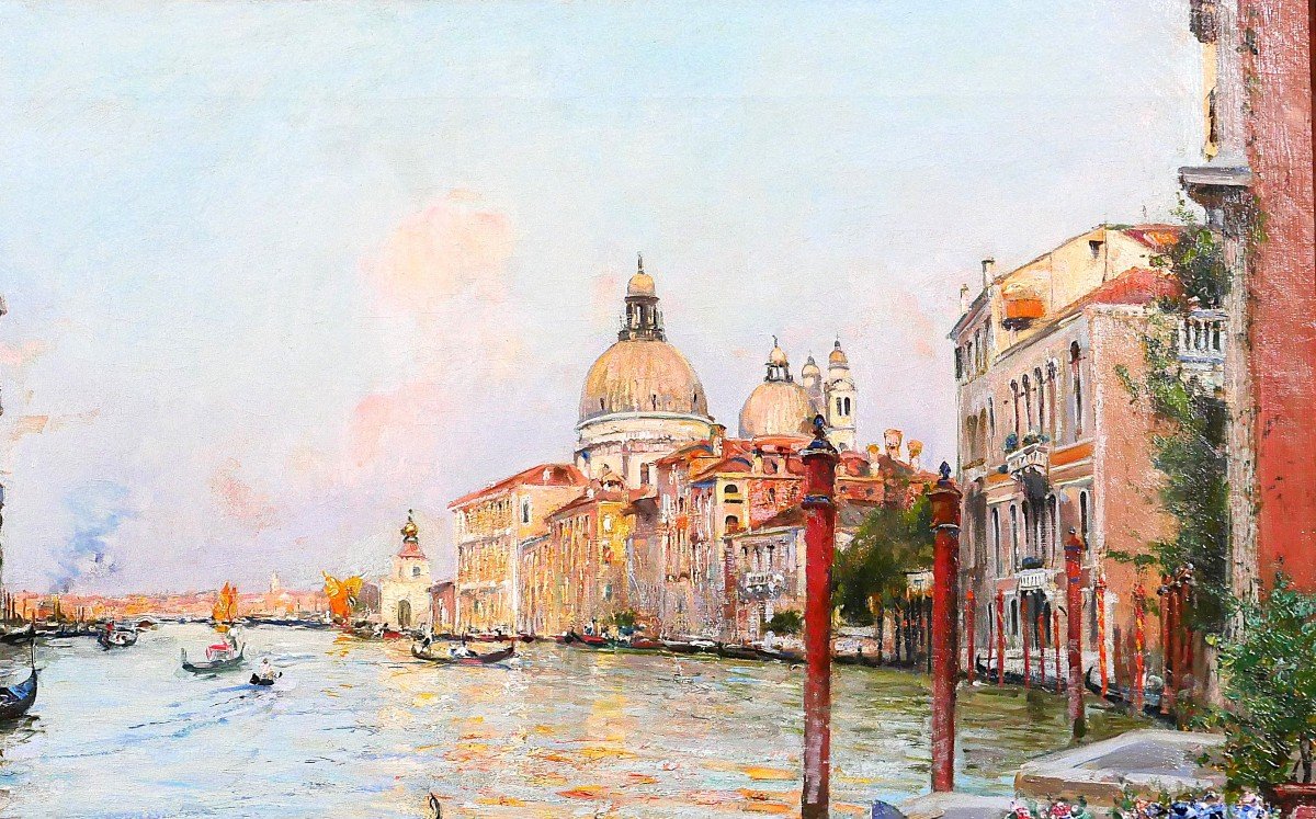 Tullio Campriani 1876-1939 Venice, Landscape Of The Grand Canal, Painting, Circa 1900-photo-2