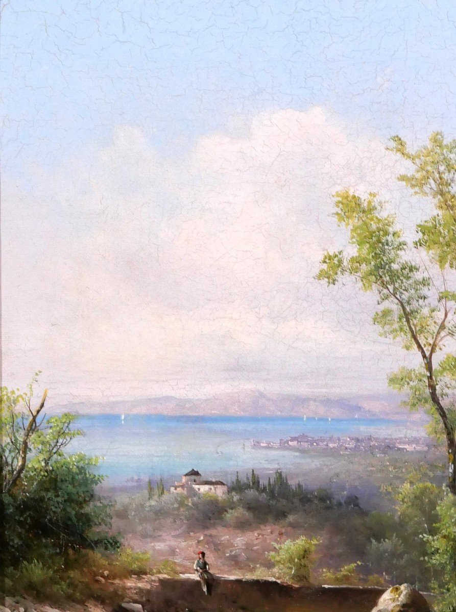 Guido Agostini, Italy, Tuscany, Landscape Of Livorno, Painting 1883, Montenero-photo-1