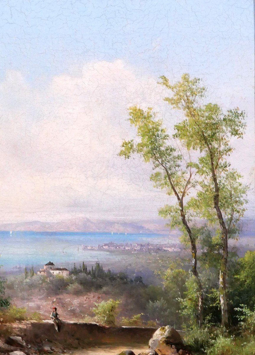 Guido Agostini, Italy, Tuscany, Landscape Of Livorno, Painting 1883, Montenero-photo-2