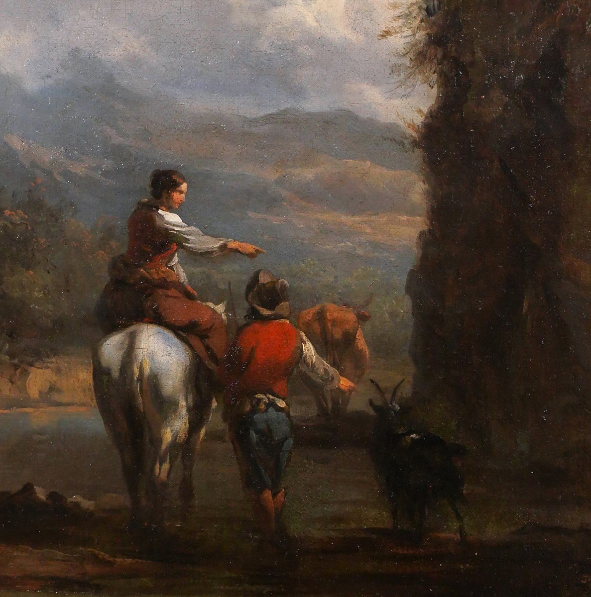  Nicolaes Berchem 1620-1683 Italian Pastoral Landscape, Painting, Circa 1660-photo-4