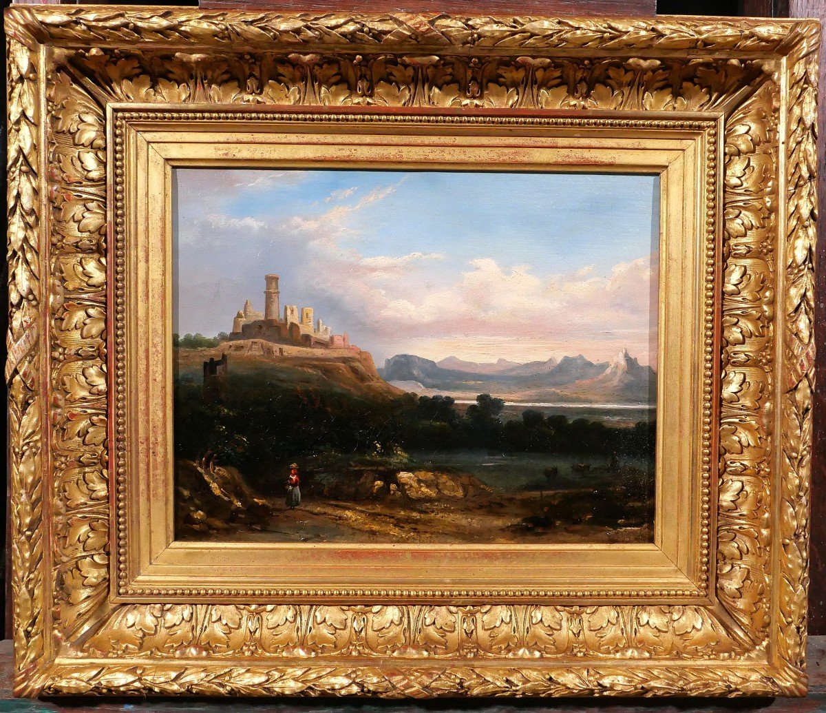 J.C.J. REMOND (att. à) 1795-1875 Italie, paysage aux ruines, tableau, 1830-40, romantisme-photo-2