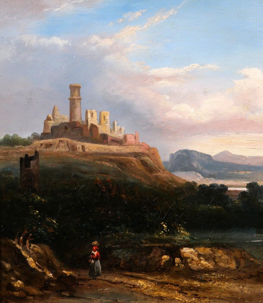 J.C.J. REMOND (att. à) 1795-1875 Italie, paysage aux ruines, tableau, 1830-40, romantisme-photo-3