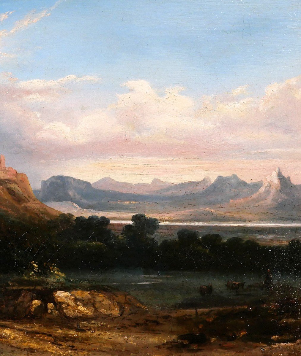 J.C.J. REMOND (att. à) 1795-1875 Italie, paysage aux ruines, tableau, 1830-40, romantisme-photo-4