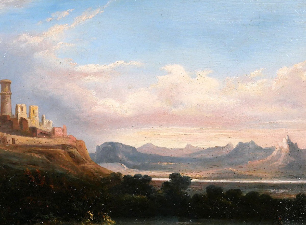 J.C.J. REMOND (att. à) 1795-1875 Italie, paysage aux ruines, tableau, 1830-40, romantisme-photo-2