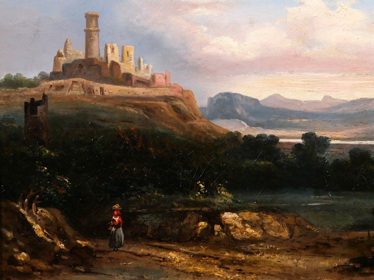 J.C.J. REMOND (att. à) 1795-1875 Italie, paysage aux ruines, tableau, 1830-40, romantisme-photo-4