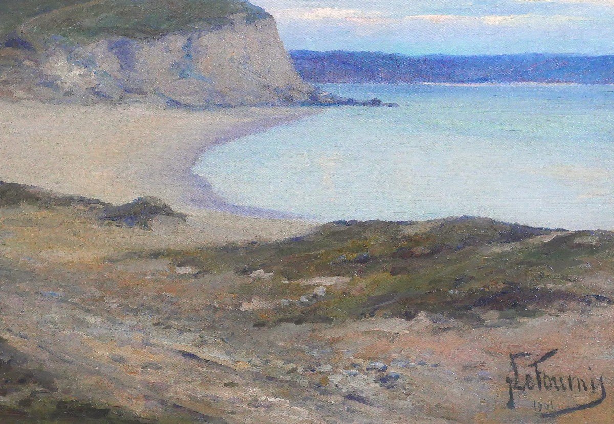 Jean Le Fournis, Brittany, Crozon, Camaret, Plage De Kerloc'h, Finistère, Painting 1901-photo-3